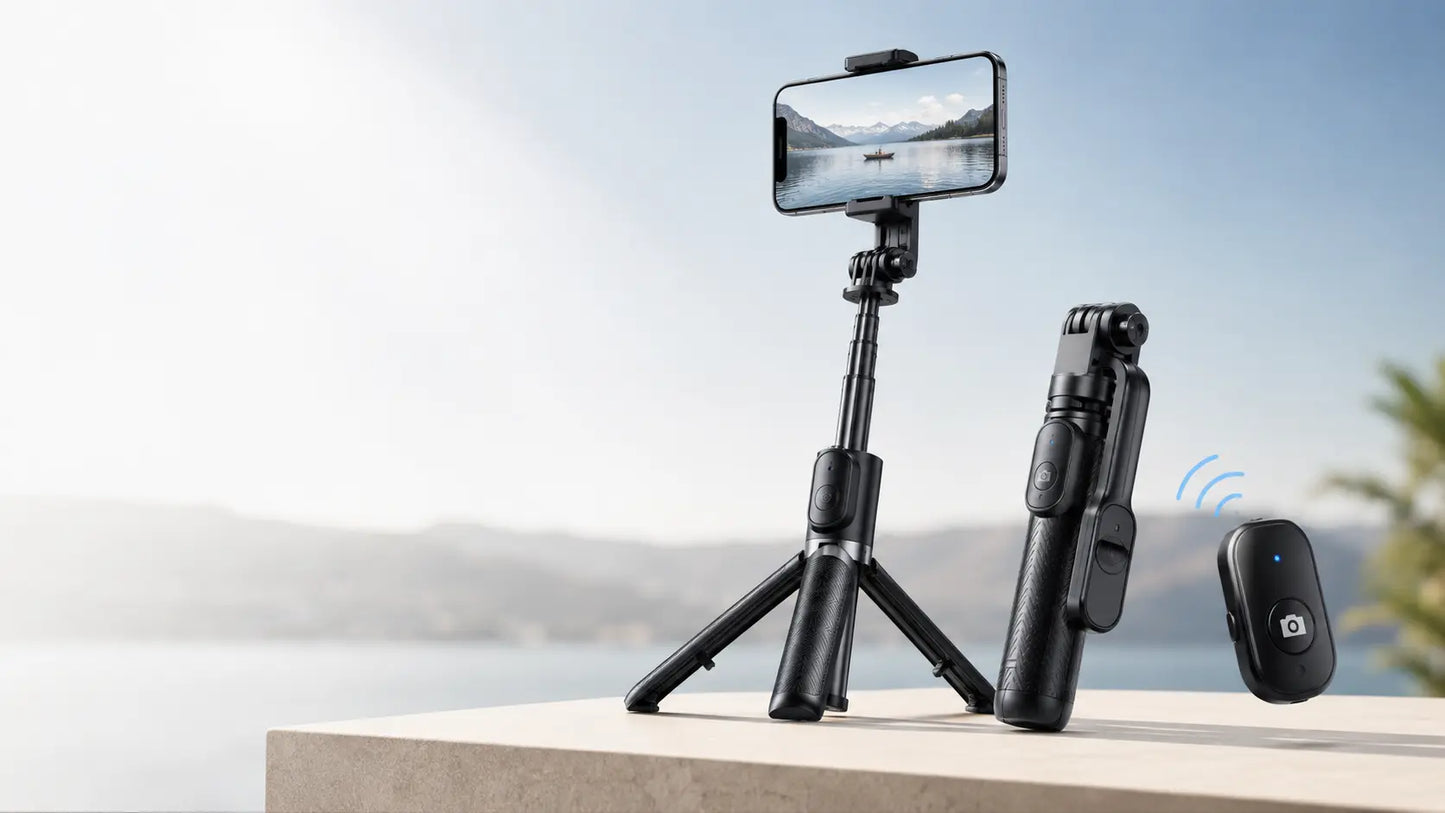 Solvix RS1 Extendable Light 3 in 1 Selfie Stick with Bluetooth Remote & Tripod Dropdash